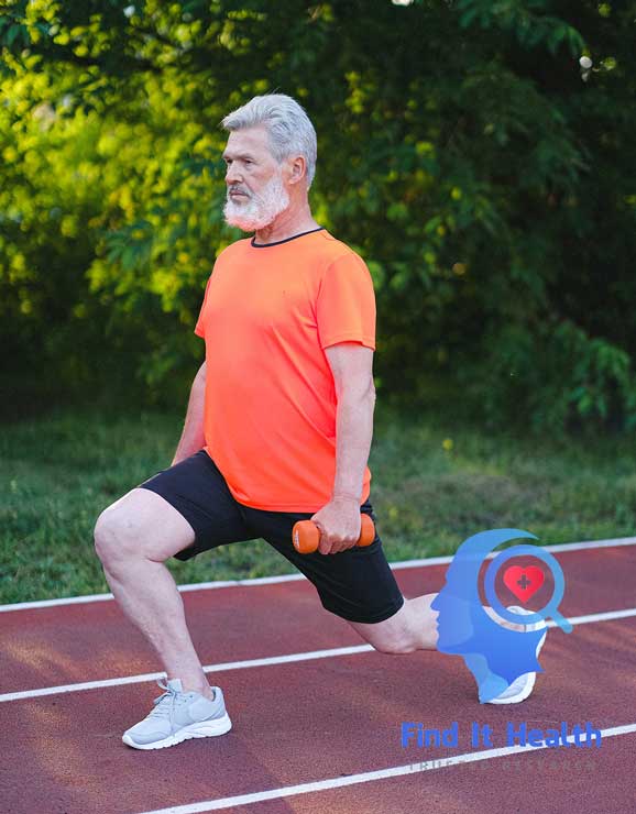 Forward lunge guide to good health and aging well senior