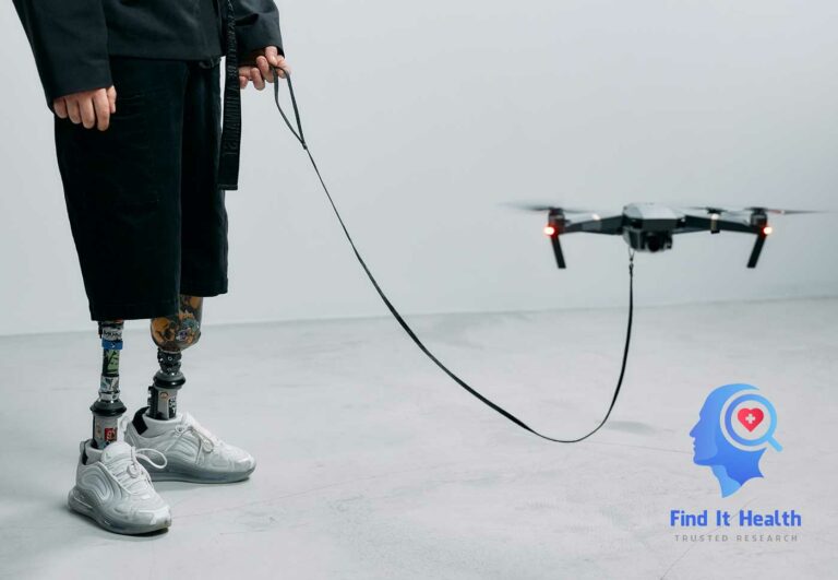 A man with running or walking shoes walking a drone for an article by find it health that is the best shoes for hurting feet and legs